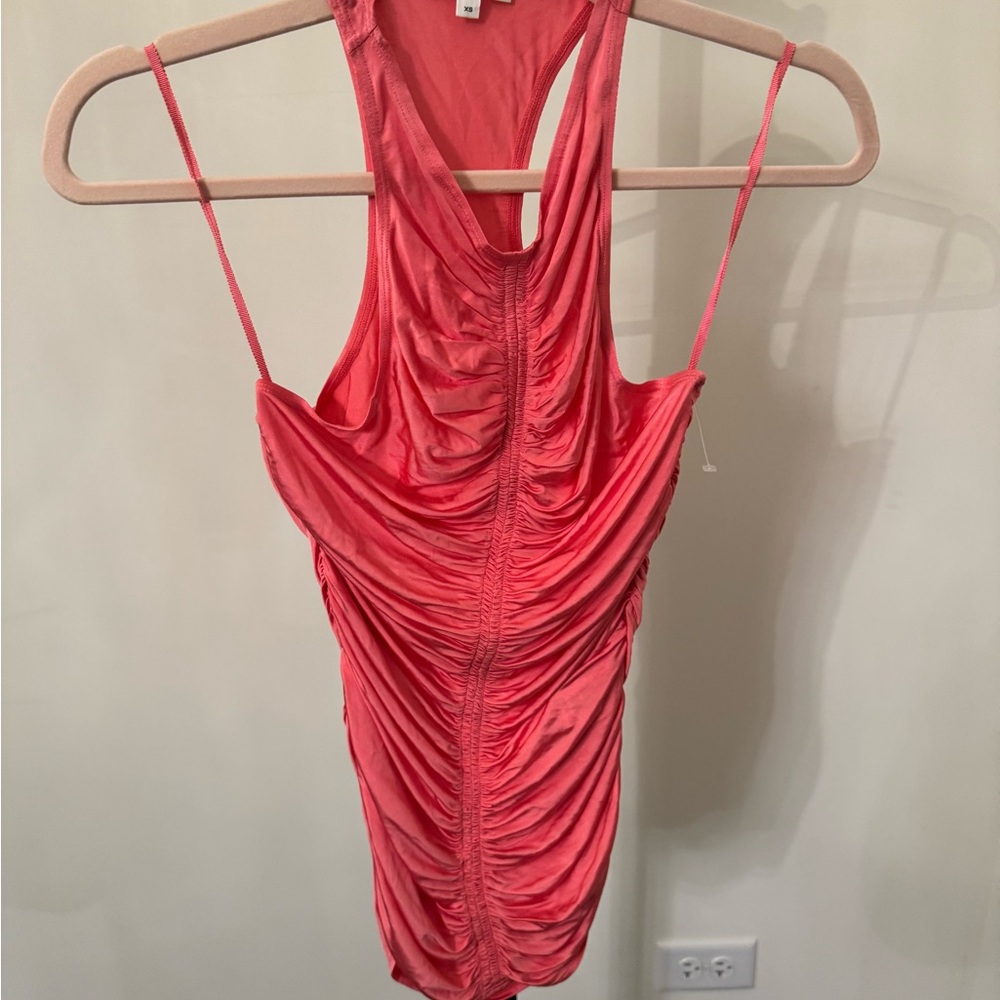 A.L.C. Adley Top - Coral Pink Ruched Front Size XS NWOT